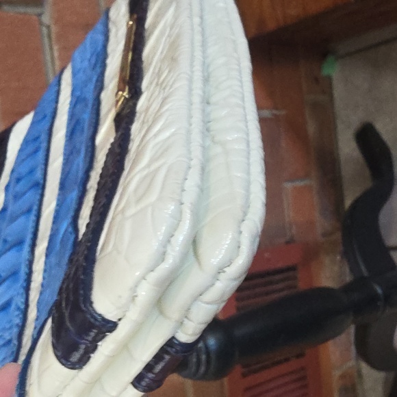 Brahmin Adjustable Crossbody Blue,  White, Reptile - Picture 7 of 16